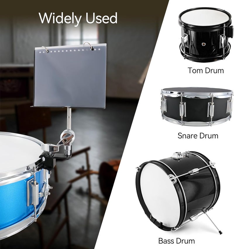 RANMING Drum Set Mounting Clamp Drum Hoop Mount Music Stand Clamp for Snare Drums and Toms Drum Set Clamp with Straight-Shaped Sheet Music Arm ,Drum Set Extension Mount for Percussion Instruments - Image 5